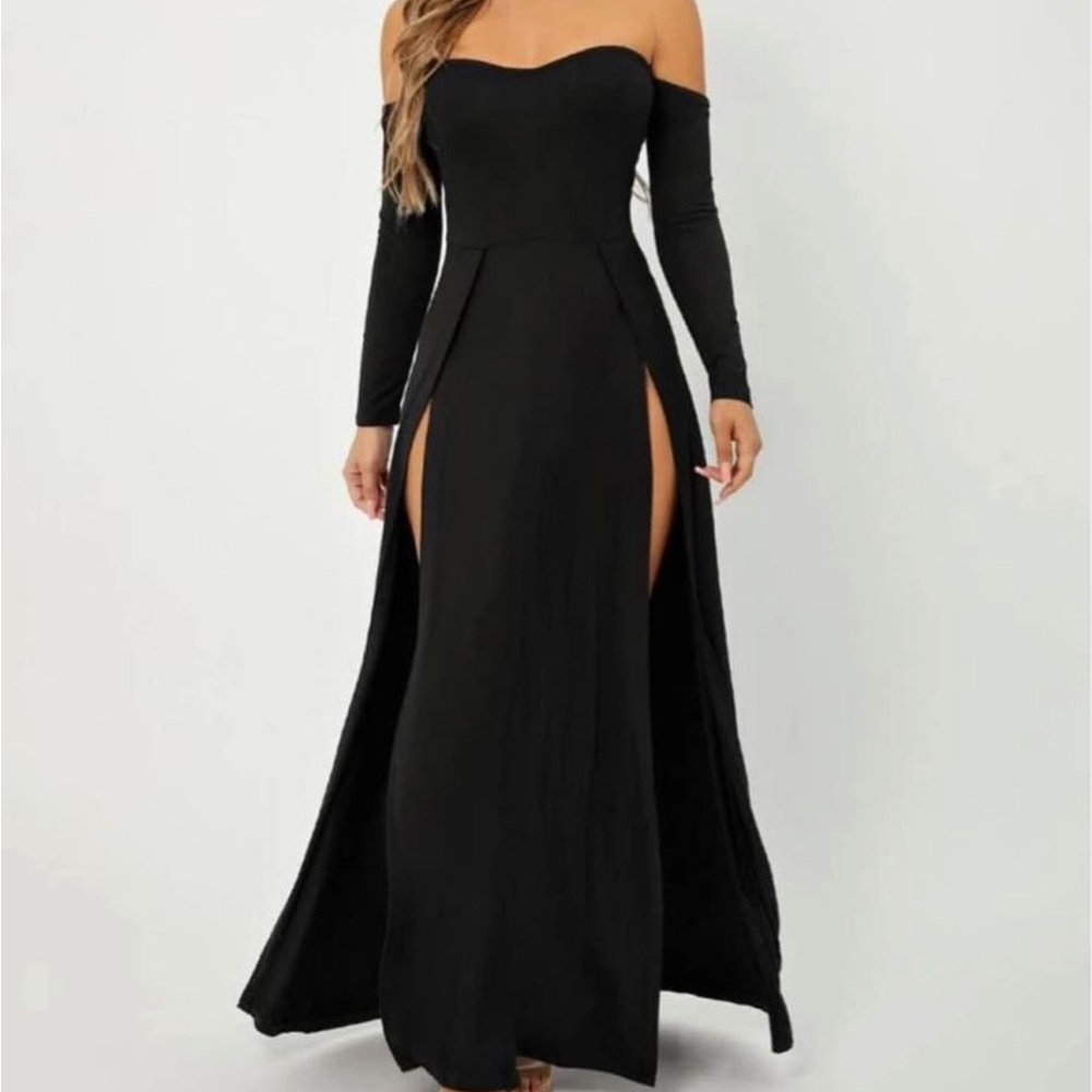 Black high slit dress